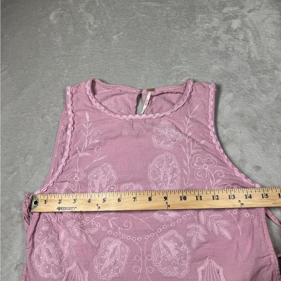 Free People Faded Gardens Floral Embroidered Pink Tie Cropped Tank Size XS - Picture 11 of 16
